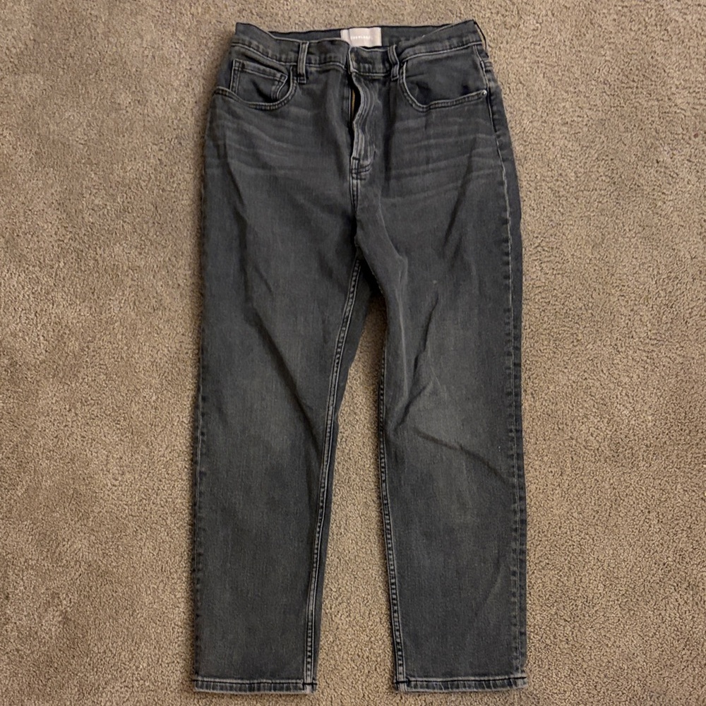 Everlane Women's High Rise Straight Leg Jeans in Dark Gray